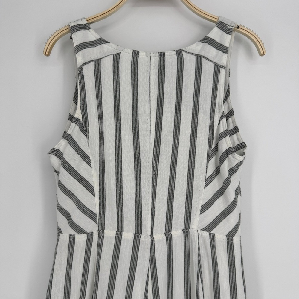 Maeve Anthropologie Striped Dress 12 Button Front Sleeveless Pockets Midi Casual - Picture 6 of 9